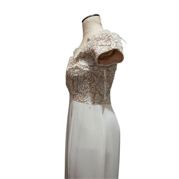 Vtg Jeffrey & Dara Evenings Tom Barra Ivory Gold Off Shoulder Formal Dress New 6 - Picture 5 of 10